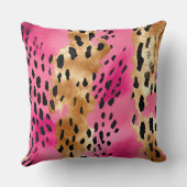 Glam金ゴールドピンクブラックヒョウ印刷 クッション (裏面)