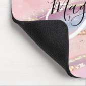 Glam金ゴールドピンクブルージェムストーンブラシストロークモノグラム マウスパッド (コーナー)