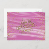 Glam金ゴールドピンクSave the Date Womans Birthday Party 案内ポストカード (正面/裏面)