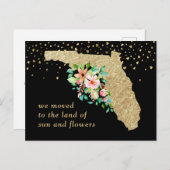 Glam金ゴールドフロリダマップフローラ移動 案内ポストカード (正面/裏面)