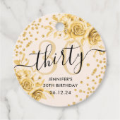 Glam金ゴールドフローラグリッター30th Birthday Script フェイバータグ (正面)
