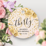 Glam金ゴールドフローラグリッター30th Birthday Script フェイバータグ<br><div class="desc">Glam金ゴールドエレガントフローラグリッター30thバースデースクリプトテンプレートは、フラワーアレンジメント、グリッター紙吹雪およびモダンタイポグラフィスクリプトを特徴とする。</div>