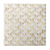 Glam金ゴールドフローラ白 タイル (正面)