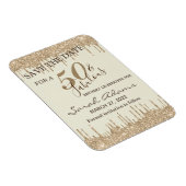 Glam金ゴールドブラウンドリップ50 Fab誕生日日付を保存 マグネット (右側)