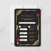 Glam金ゴールドブラックアールデコ20結婚sと日程 出欠カード (正面)