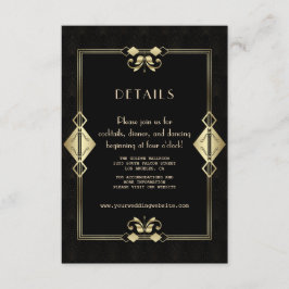 Glam金ゴールドブラックアールデコ20sウェディングレセプション エンクロージャーカード