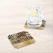 Glam金ゴールドブラックゼブラ動物きらびやかな輝き ペーパーコースター (インサイチュ)