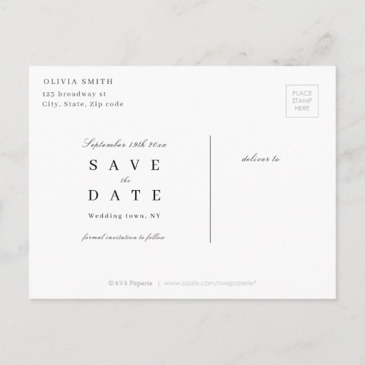 Glam金ゴールドブラック植物性フローラ保存日 案内ポストカード (裏面)