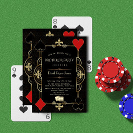 Glam金ゴールドブラック素晴らしギャツビー20sバチュラーパーティ 招待状