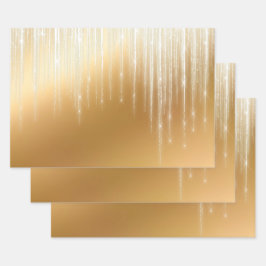 Glam金ゴールドホワイトアイクラスクリスマス ラッピングペーパーシート