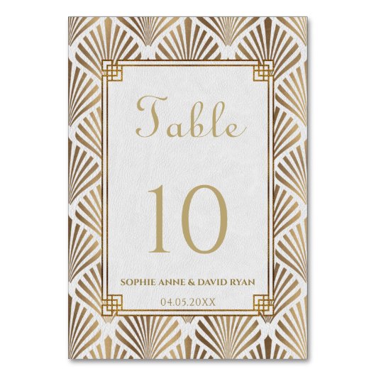 Glam金ゴールドホワイトアールデコRoaring 20s 結婚. テーブルナンバー (正面)