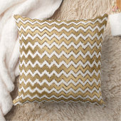 Glam金ゴールドホワイトジグザグストライプ クッション (ブランケット)