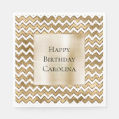 Glam金ゴールドホワイトジグザグストライプ スタンダードランチョンナプキン (正面)
