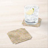Glam金ゴールドホワイトジグザグストライプ ペーパーコースター (インサイチュ)