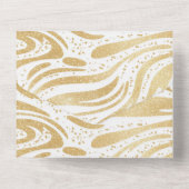 Glam金ゴールドホワイト抽象芸術スワ結婚ーズ オールインワン招待状 (裏面)