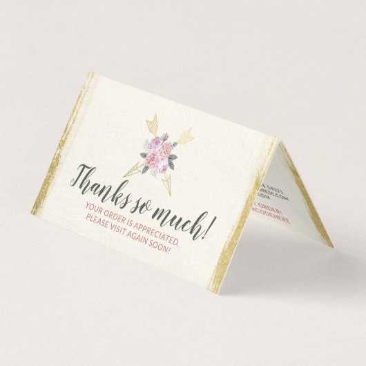 Glam金ゴールドボヘミアンフローラ矢印サンキューカード (正面)