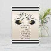 Glam金ゴールドメイクアップまつげ美しいカスタムパーティー 招待状 (スタンド正面)
