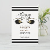 Glam金ゴールドメイクアップまつげ美しいカスタムパーティー 招待状 (スタンド正面)