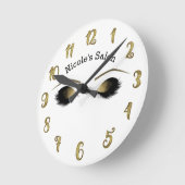 Glam金ゴールドメイクアップ目&まぶしパーソナライズされた ラウンド壁時計 (傾斜)