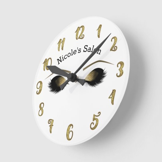 Glam金ゴールドメイクアップ目&まぶしパーソナライズされた ラウンド壁時計 (傾斜)