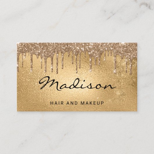 Glam金ゴールドメタリックグリッタードリップヘア&メイクアップ 名刺 (正面)
