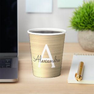 Glam金ゴールドメタリックモノグラスタイリッシュム紙カップ 紙コップ