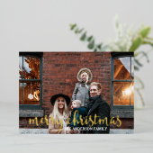 Glam金ゴールドモダン紙吹雪ファミリーフォトクリスマスH 箔シーズンカード (立ち正面)