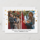 Glam金ゴールドモダン紙吹雪3家族の写真クリスマス シーズンカード (裏面)