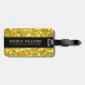 Glam金ゴールドモダン《写真》ぼけ味グリッターブラックアクセント ラゲッジタグ (裏面横)