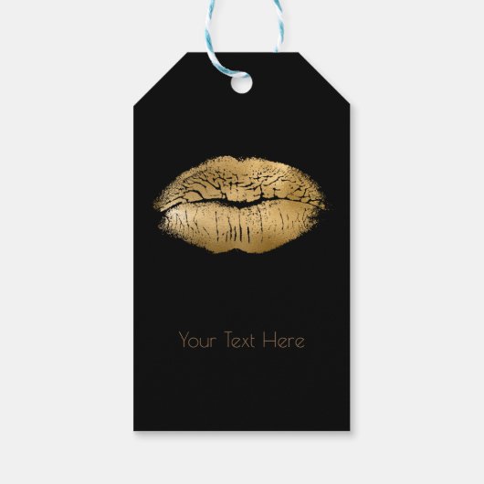 Glam金ゴールドリップキスブラックメイクアップパーソナライズされた ギフトタグ (裏面)