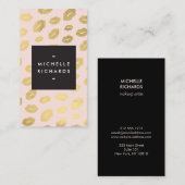 Glam金ゴールドリッププリントメイクアップアーティスト美しいピンク 名刺 (正面/裏面)