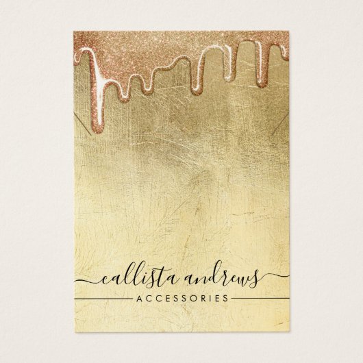 Glam金ゴールド厚いグリッタードリップスネックレスディスプレイ (正面)