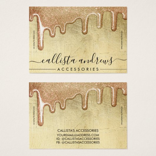 Glam金ゴールド厚いグリッタードリップブレスレットディスプレイ (正面&裏面)