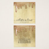 Glam金ゴールド厚いグリッタードリップヘアクリップディスプレイ (正面&裏面)