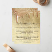 Glam金ゴールド厚型グリッタードリップジュエリー気にカード ノートカード (正面/裏面インサイチュ)