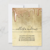 Glam金ゴールド厚型グリッタードリップジュエリー気にカード ノートカード (裏面)