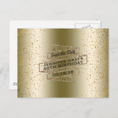 Glam金ゴールド日付を保存エレガントな誕生日パーティー 案内ポストカード (正面/裏面)