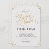 Glam金ゴールド書道ヴィンテージブライダルシャワー 招待状 (正面/裏面)