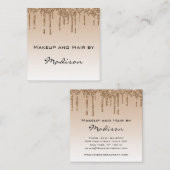 Glam金ゴールド滴下グリッタードリップスメイクアップアーティスト スクエア名刺 (正面/裏面)