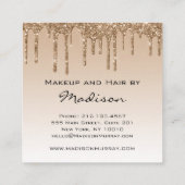 Glam金ゴールド滴下グリッタードリップスメイクアップアーティスト スクエア名刺 (裏面)