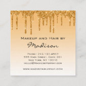 Glam金ゴールド滴下グリッタードリップスメイクアップアーティスト スクエア名刺 (裏面)