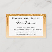 Glam金ゴールド滴下グリッタードリップスメイクアップアーティスト 名刺 (裏面)