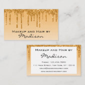 Glam金ゴールド滴下グリッタードリップスメイクアップアーティスト 名刺 (正面/裏面)