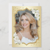 Glam金ゴールド白黒写真50誕生日 招待状 (裏面)