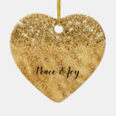 Glam金ゴールド紙吹雪グリッターLeopard Print セラミックオーナメント (正面)