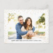 Glam金ゴールド紙吹雪ハッピーニューイヤー写真 シーズンポストカード (正面)