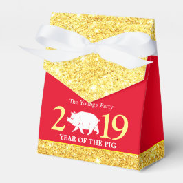 Glam金ゴールド赤年Pig 2019中国の新年 フェイバーボックス