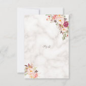 Glam金ゴールド赤面ピンクフローラマーブルウェディングRSVP 出欠カード (裏面)