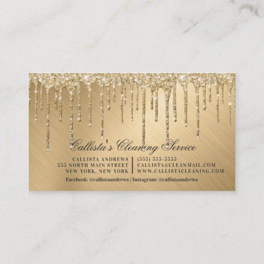 Glam金ゴールド金属グリッター乾燥洗浄サービス 名刺 (裏面)
