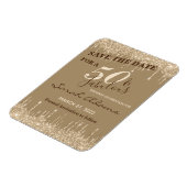 Glam金ゴールドDrips 50 & Fab誕生日日付を保存 マグネット (左側)